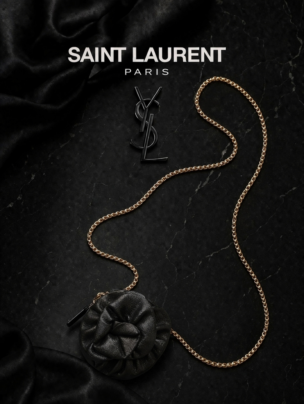 ⭐️🔥RARE Yves Saint Laurent Black Leather Pouch With COA